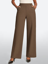 IUGA High Waisted Stretchy Wide Leg Pull On Work Pants With Pockets | Affordable Yoga Leggings & Activewear by IUGA