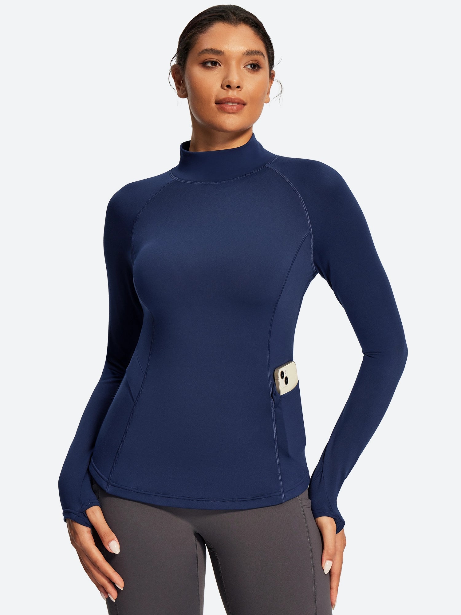 IUGA Turtleneck Long Sleeve Fleece Lined Thermal Shirts With Pockets | Affordable Yoga Leggings & Activewear by IUGA