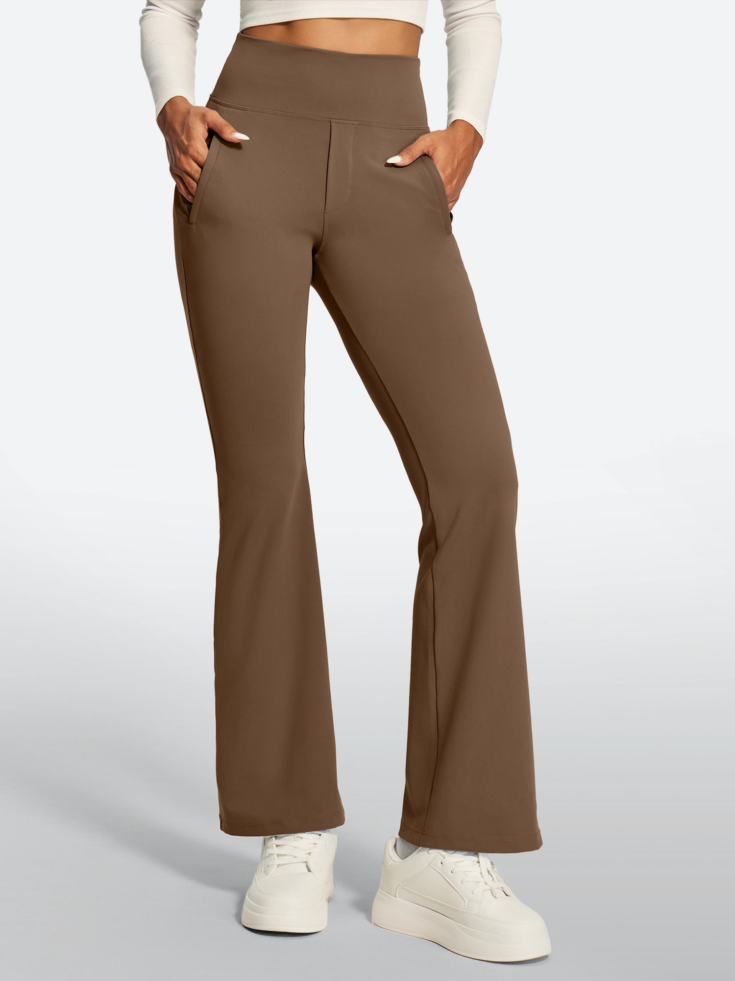 IUGA High Waist Pull On Stretchy Dress Pants With Zipper Pockets | Affordable Yoga Leggings & Activewear by IUGA