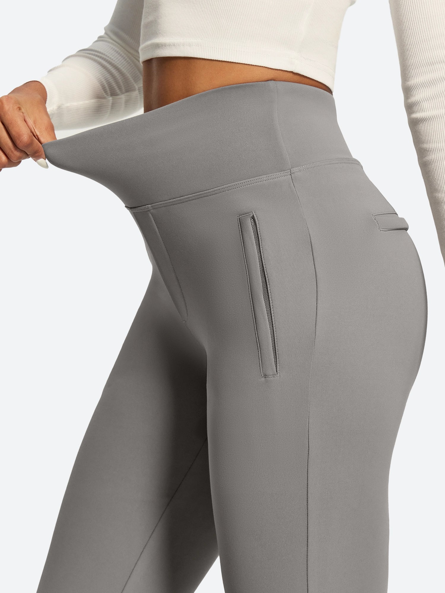 IUGA High Waist Pull On Stretchy Dress Pants With Zipper Pockets | Affordable Yoga Leggings & Activewear by IUGA