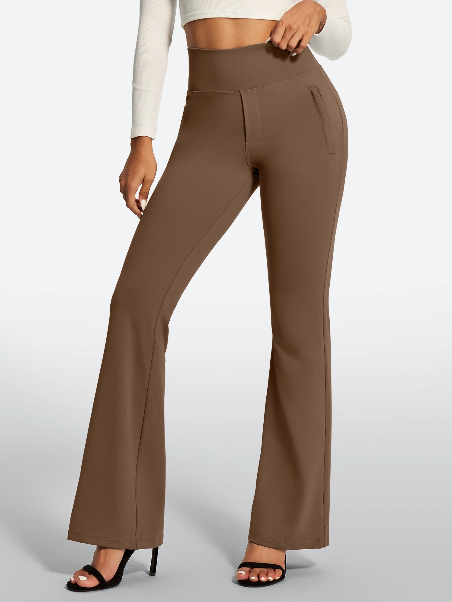 IUGA High Waist Pull On Stretchy Dress Pants With Zipper Pockets | Affordable Yoga Leggings & Activewear by IUGA