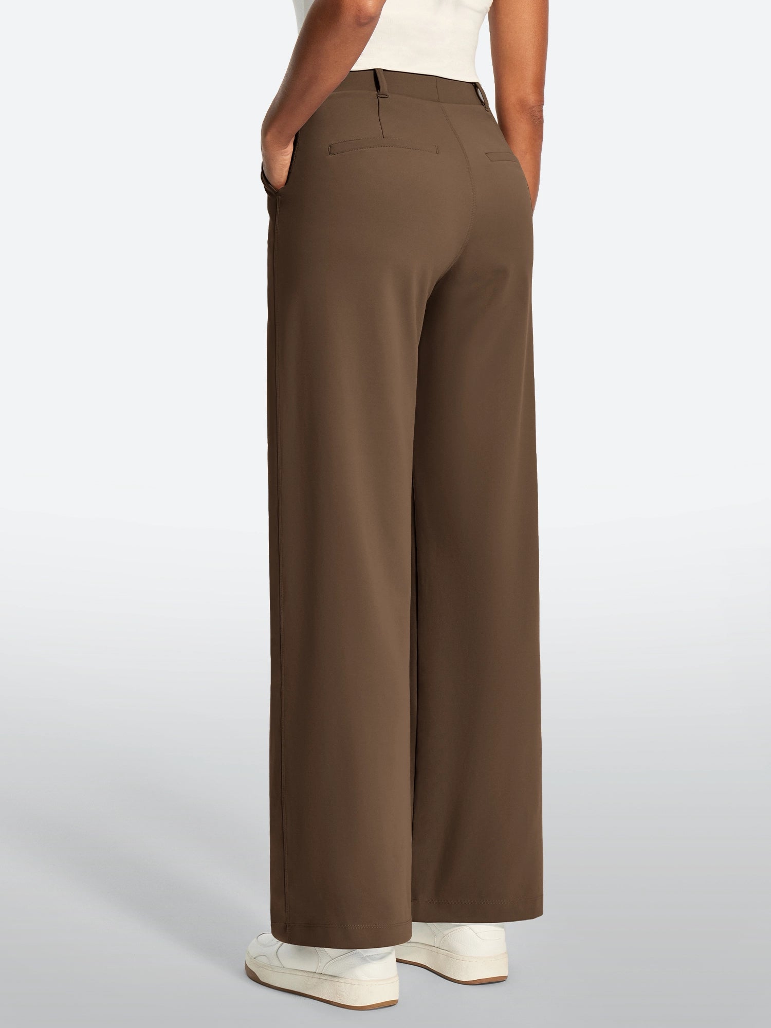 IUGA High Waisted Stretchy Wide Leg Pull On Work Pants With Pockets | Affordable Yoga Leggings & Activewear by IUGA