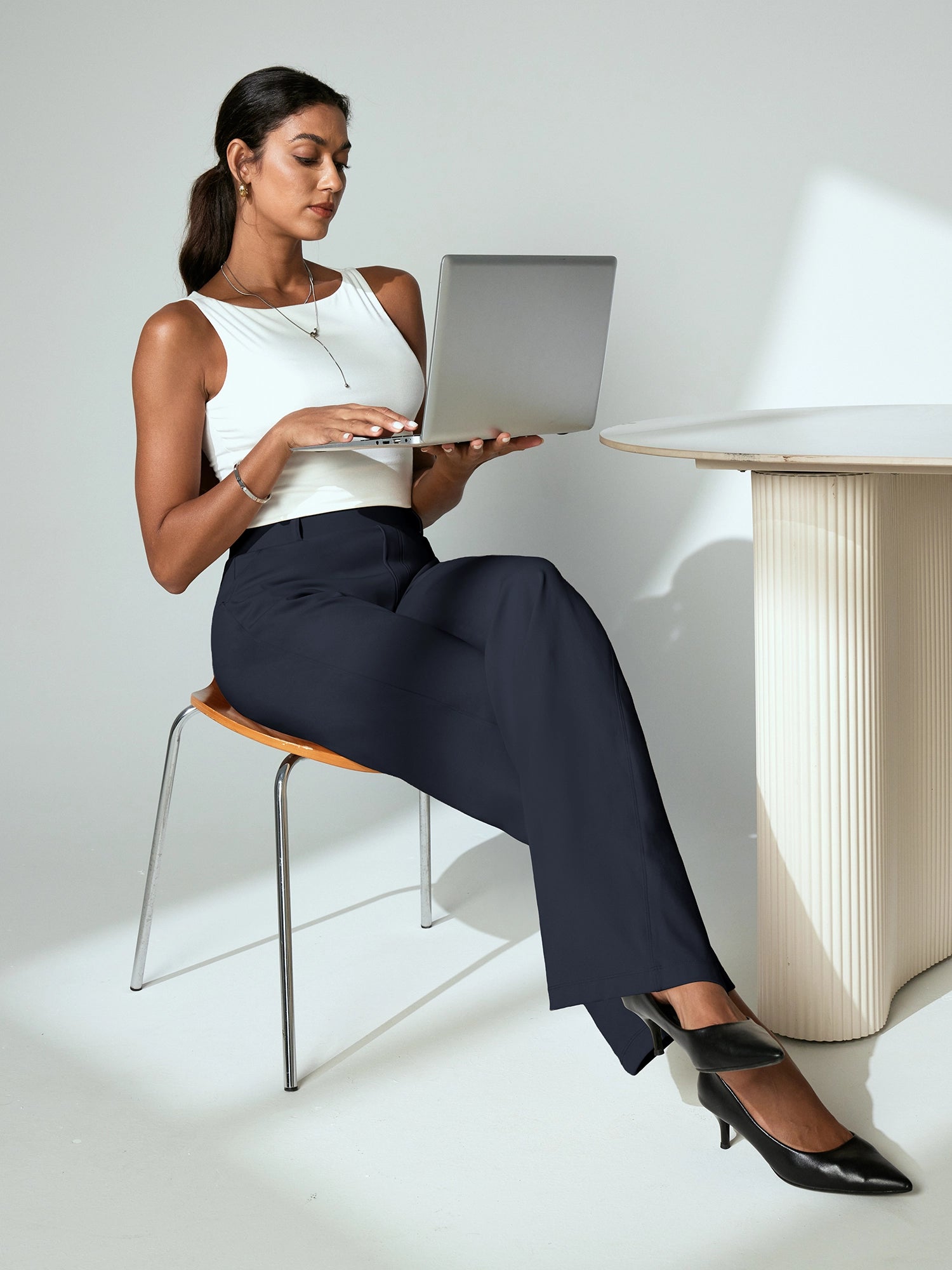 IUGA High Waisted Stretchy Wide Leg Pull On Work Pants With Pockets | Affordable Yoga Leggings & Activewear by IUGA