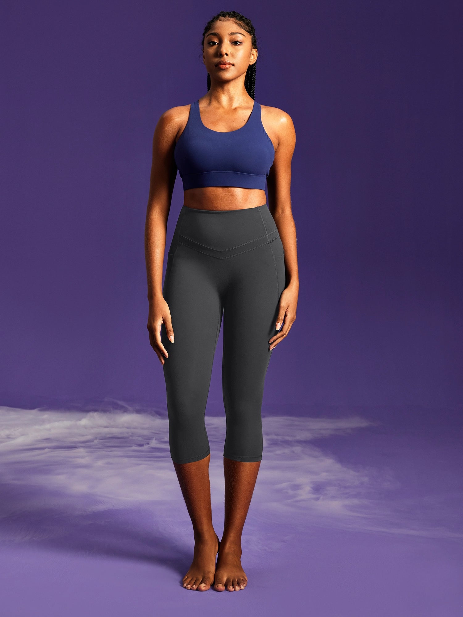 IUGA PowerTight Sandwich No Front Seam Capris | Affordable Yoga Leggings & Activewear by IUGA