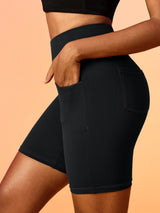 IUGA 7'' FlexTight Faux Denim High Waist Biker Shorts With Pockets | Affordable Yoga Leggings & Activewear by IUGA