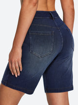 IUGA FlexDenim® Pull On High Waisted Knee Length Loose Fit Jean Shorts With Pockets | Affordable Yoga Leggings & Activewear by IUGA