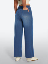 IUGA FlexDenim® High Waisted Pull On Tummy Control Wide Leg Jeans With Pockets