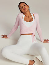 IUGA Long Sleeve Front or Back Tie Cover Up Pilates Wrap Top