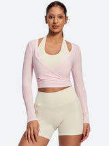 IUGA Long Sleeve Front or Back Tie Cover Up Pilates Wrap Top