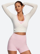 IUGA Long Sleeve Front or Back Tie Cover Up Pilates Wrap Top