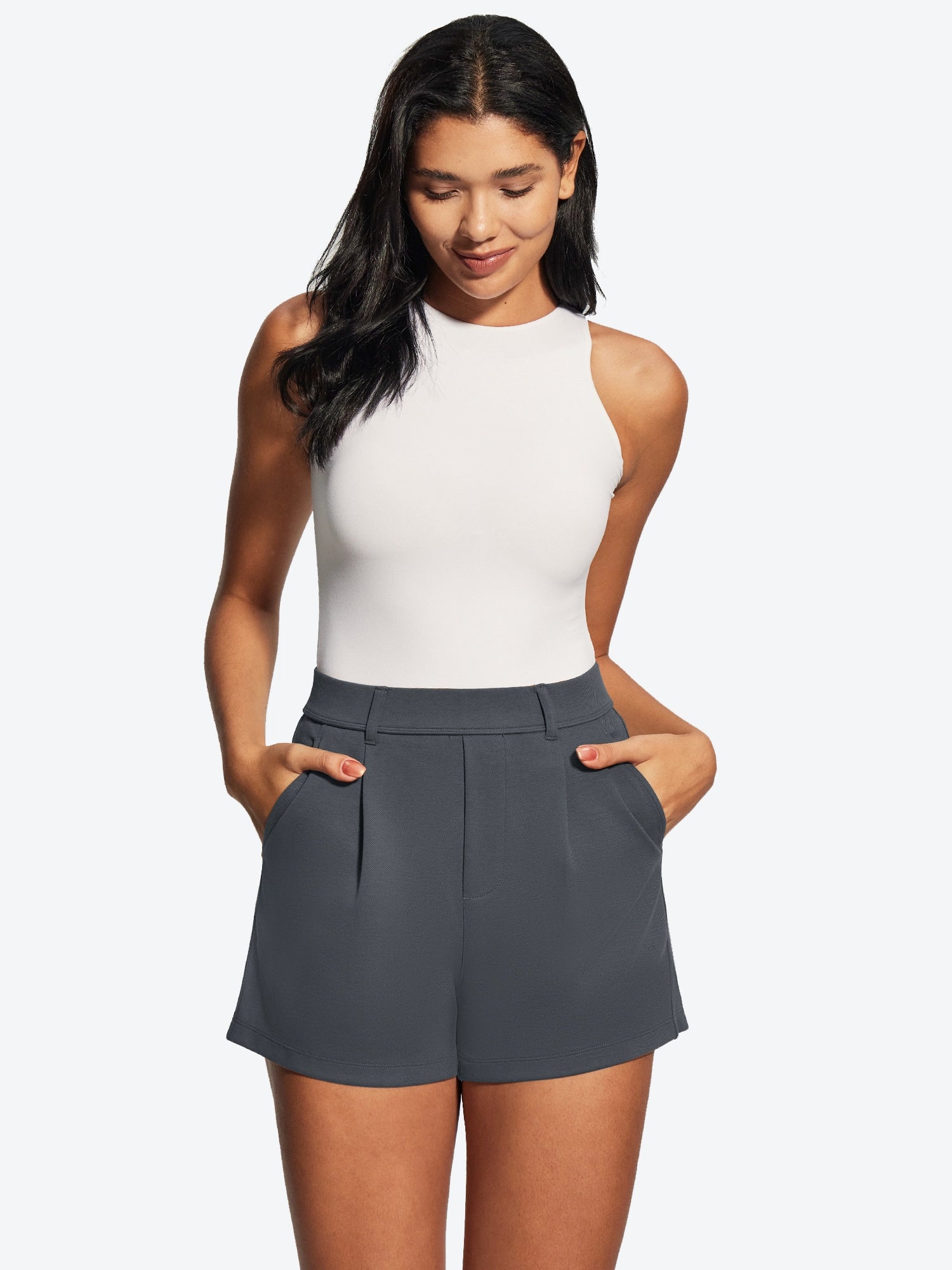 IUGA High Waisted Pleated Wide Leg Shorts - IUGA